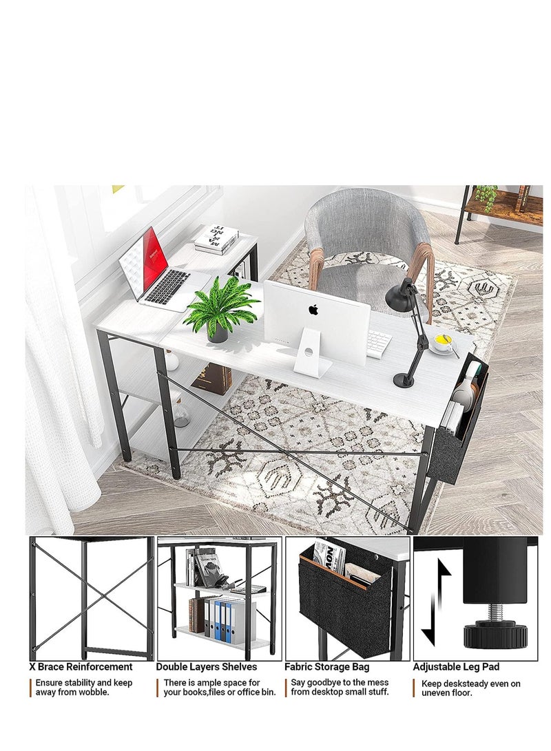 ZUIHAO Gaming Desk Office Desk 40in Computer Desk Study Table Reversible Desk Table with Height-adjustable Shelves to Study and Play - Image 4